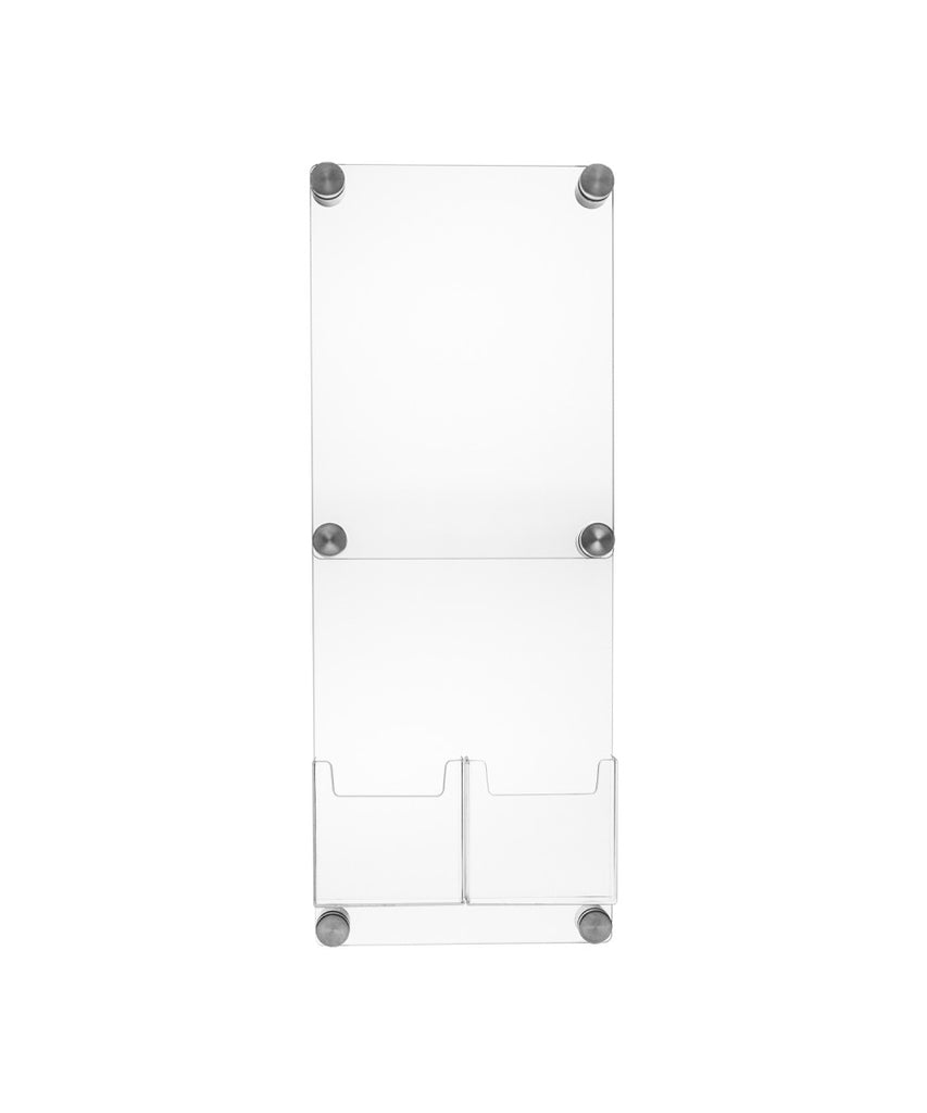 Sign Holder with Bottom Brochure Pockets for Wall Mount