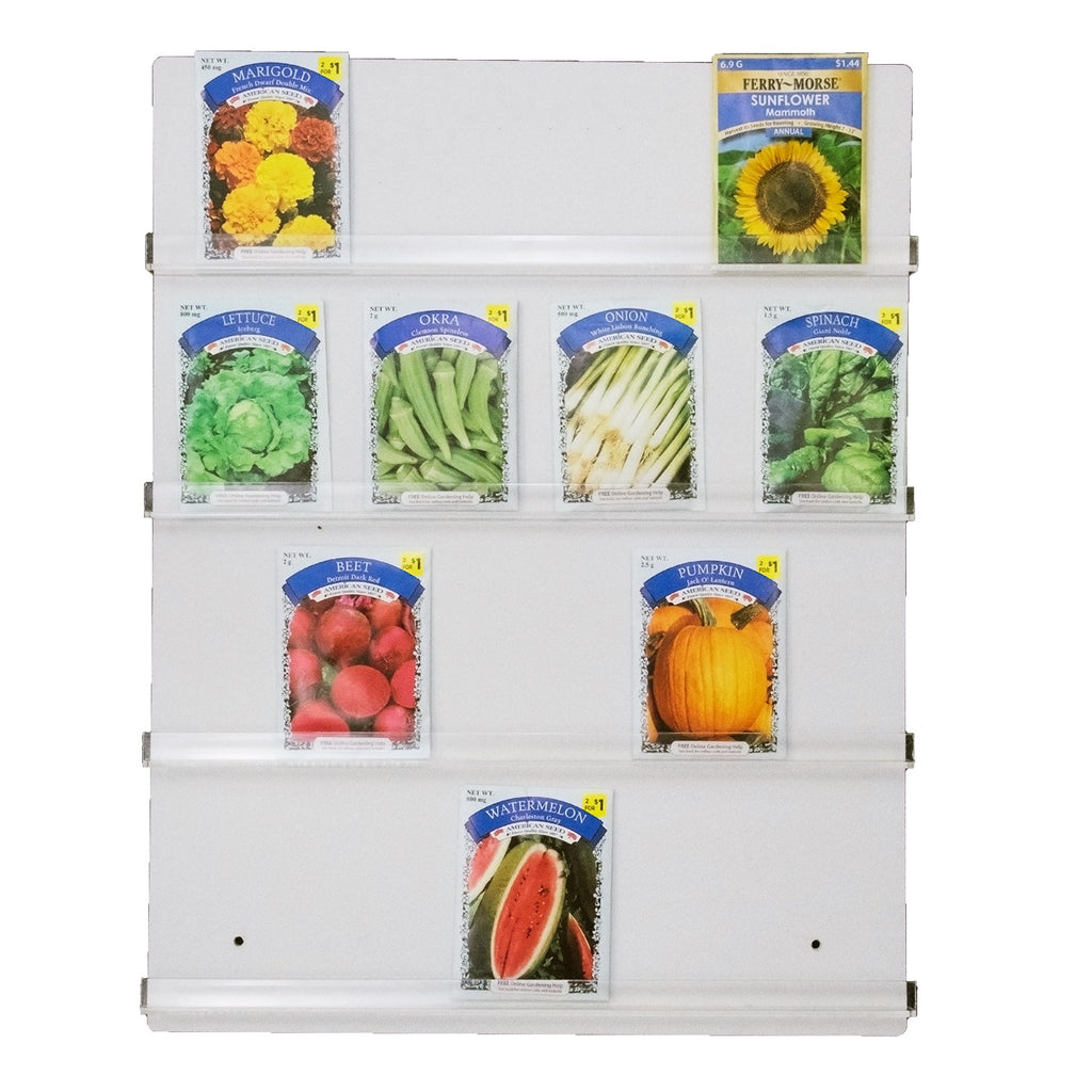 4 or 6 Row Universal Wall Shelving for Cards and Seeds Packet