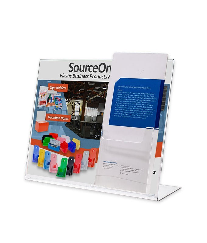 Slant Back Sign Holder with Brochure Pocket