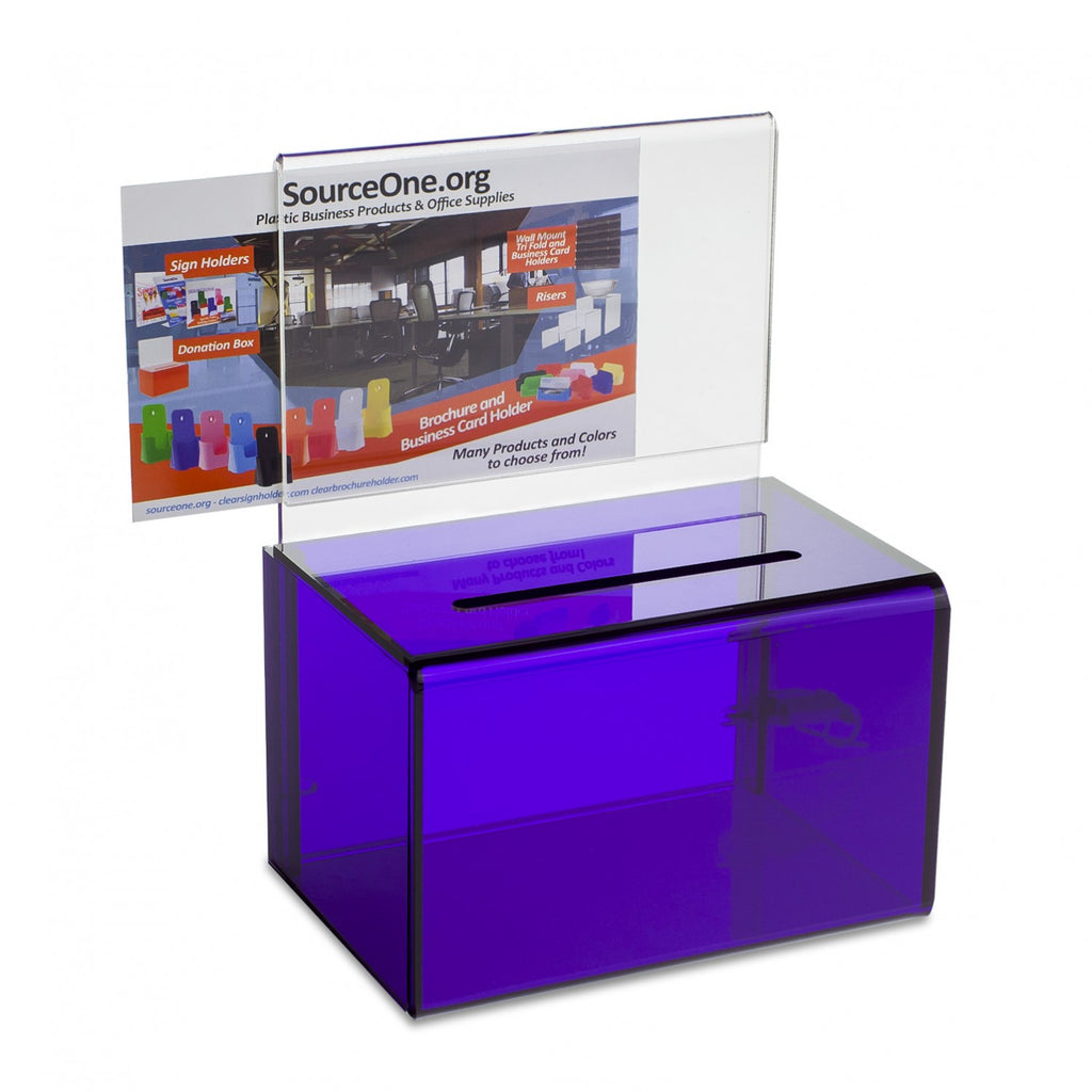 Oblong Donation Box with Sign Holder