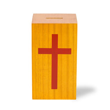 Load image into Gallery viewer, Small Wood Donation Box with Cross