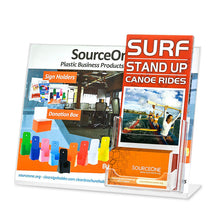 Load image into Gallery viewer, 11" x 8.5" landscape sign holder with trifold brochure and business card holder