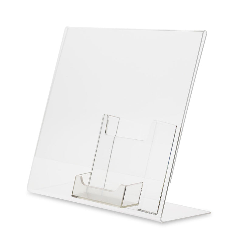 11" x 8.5" landscape sign holder with trifold brochure and business card holder