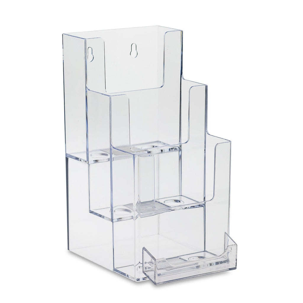 3 tier trifold brochure holder with business card holder