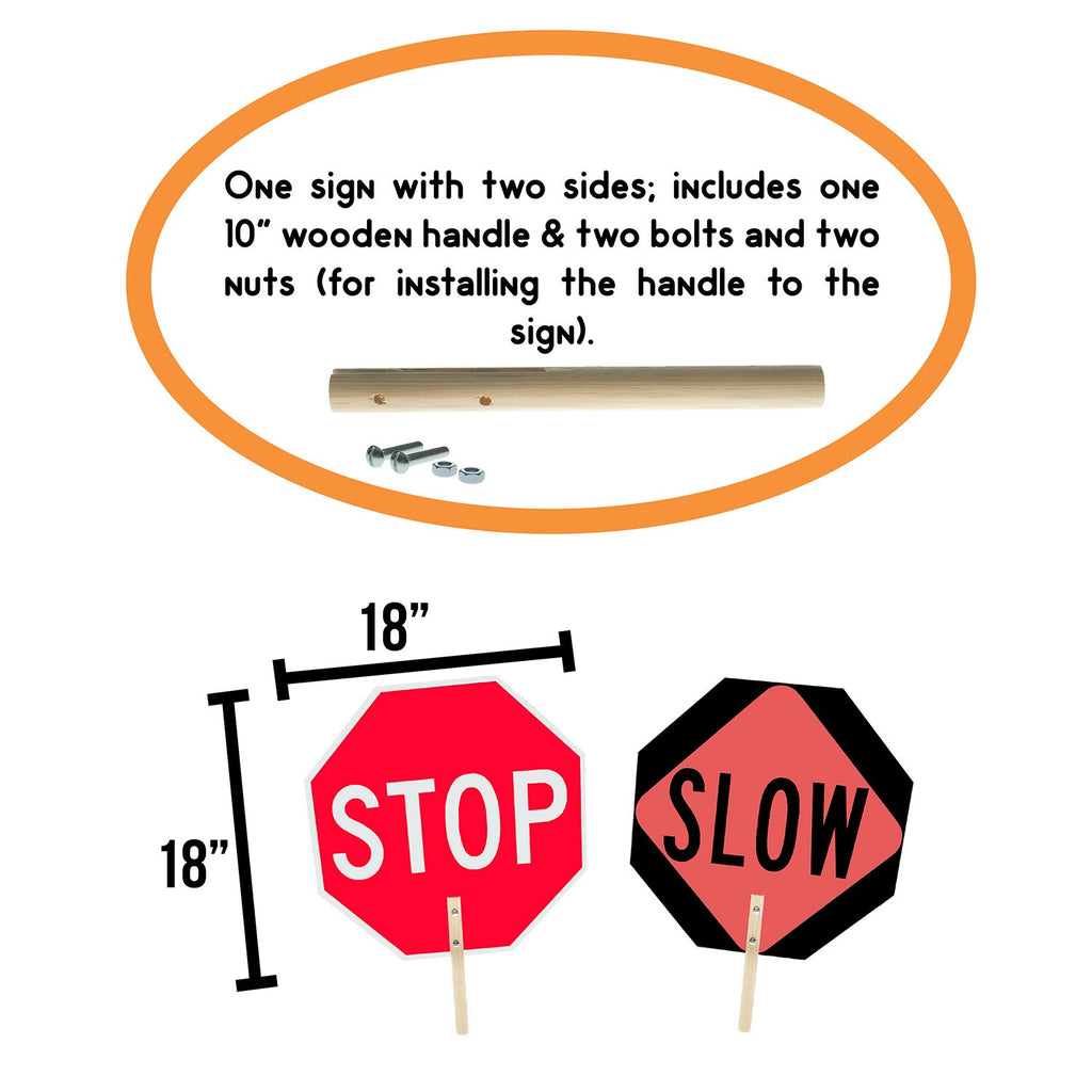 Stop and Slow Paddle Sign, 108" Double-sided with Handle