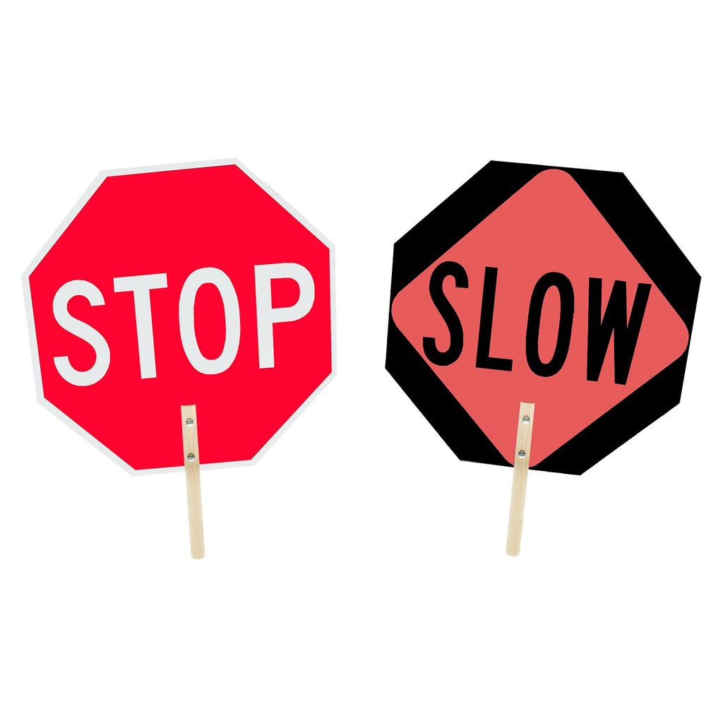 Stop and Slow Paddle Sign, 108" Double-sided with Handle