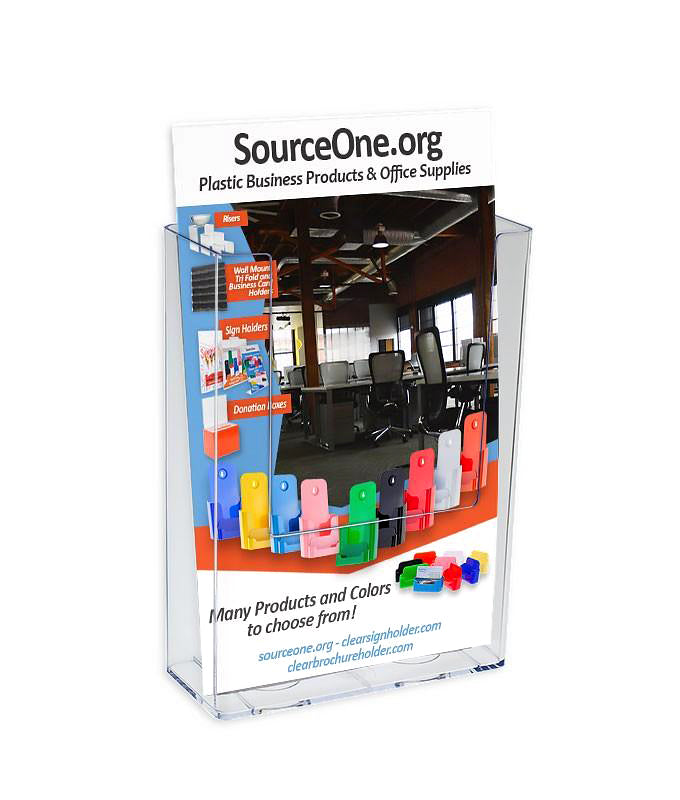 Tall Boy Trifold Brochure Holder for Window Glass Mount, 4"