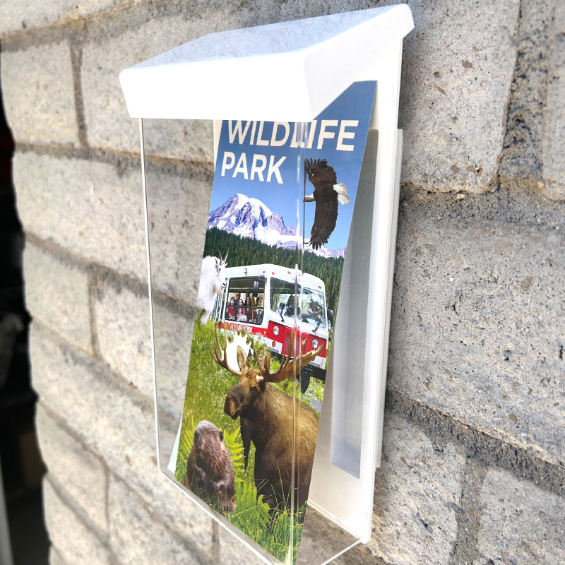 4" x 9" Outdoor Trifold Brochure Holder, White
