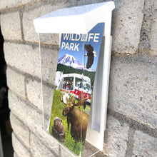 Load image into Gallery viewer, 4&quot; x 9&quot; Outdoor Trifold Brochure Holder, White