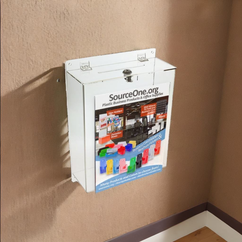 8.5" x 11" Wall Mount Comment Box or Donation Box with Front Sign Holder