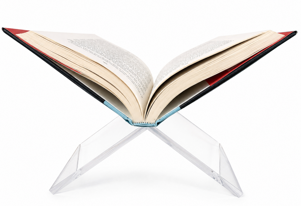 Clear Acrylic Open Book Holder made in the USA