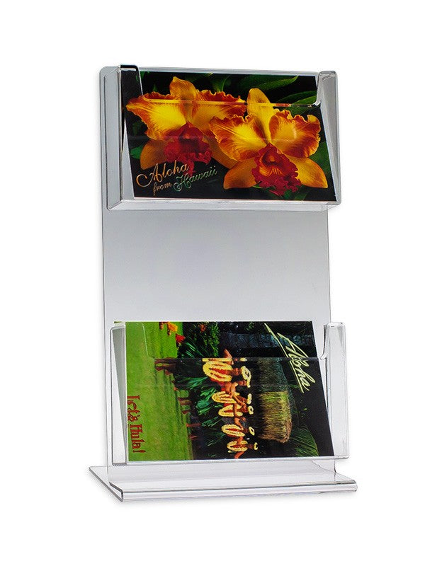Standing Post Card 2-Pocket Tall Countertop Postcard Display Stand | Source One Displays