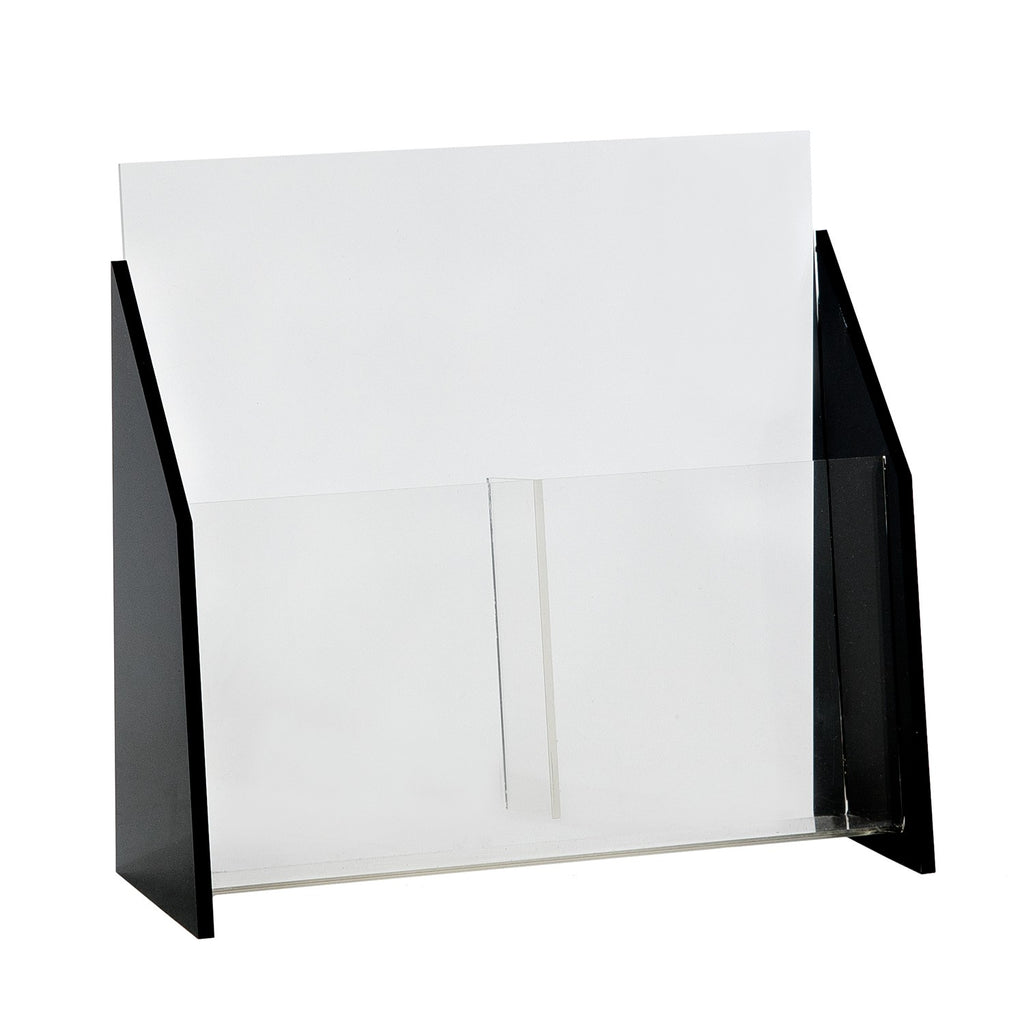 Black Acrylic Trifold Brochure Holder for Countertop, Holds 4 x 9 Brochures