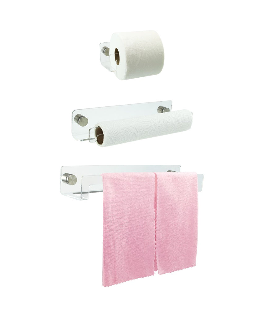 Elegant Heavy Duty Clear Acrylic Paper Towel Holder, Toilet Paper Holder and Hand Towel Rack