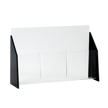 Load image into Gallery viewer, Black Acrylic Trifold Brochure Holder for Countertop, Holds 4 x 9 Brochures