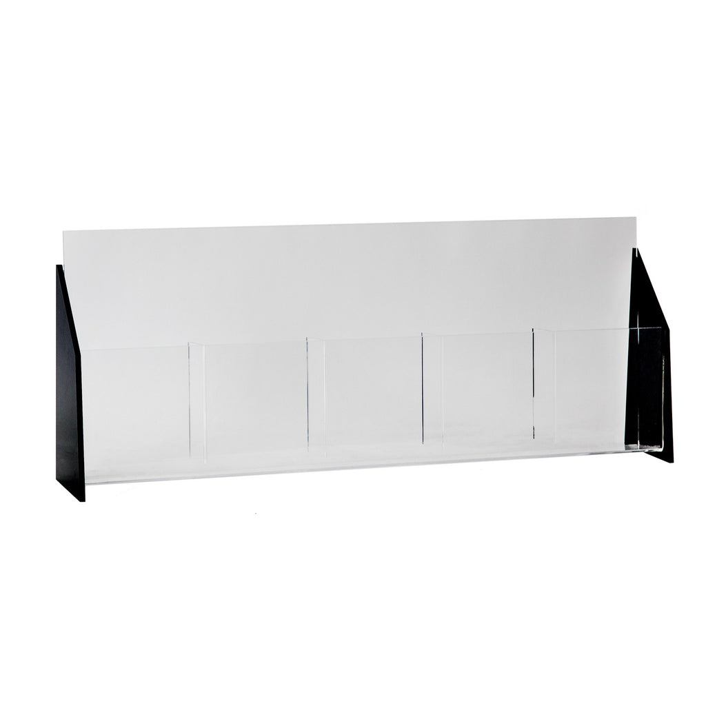 Black Acrylic Trifold Brochure Holder for Countertop, Holds 4 x 9 Brochures