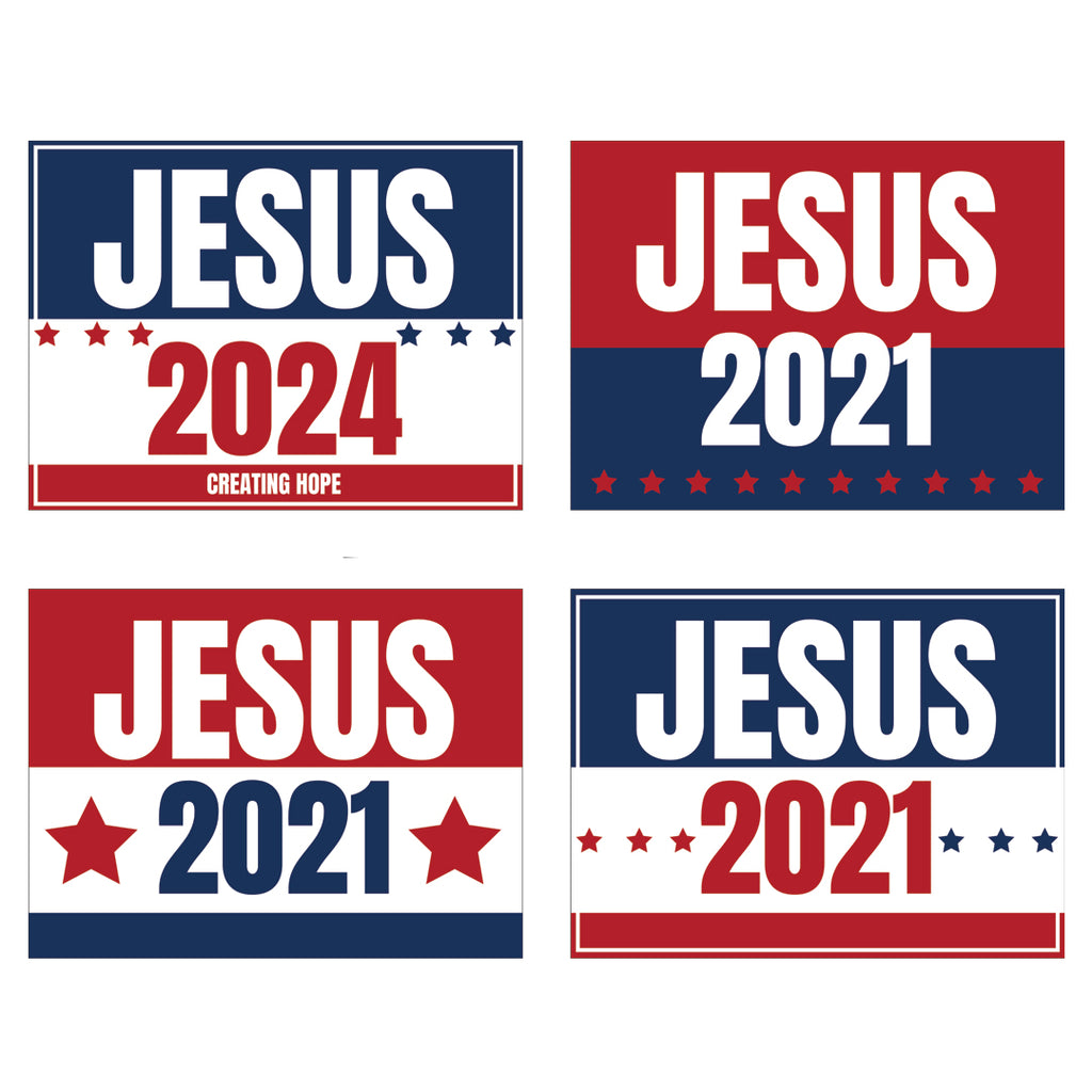 Printed Jesus 2021-2024 Yard Signs, 1 Pack
