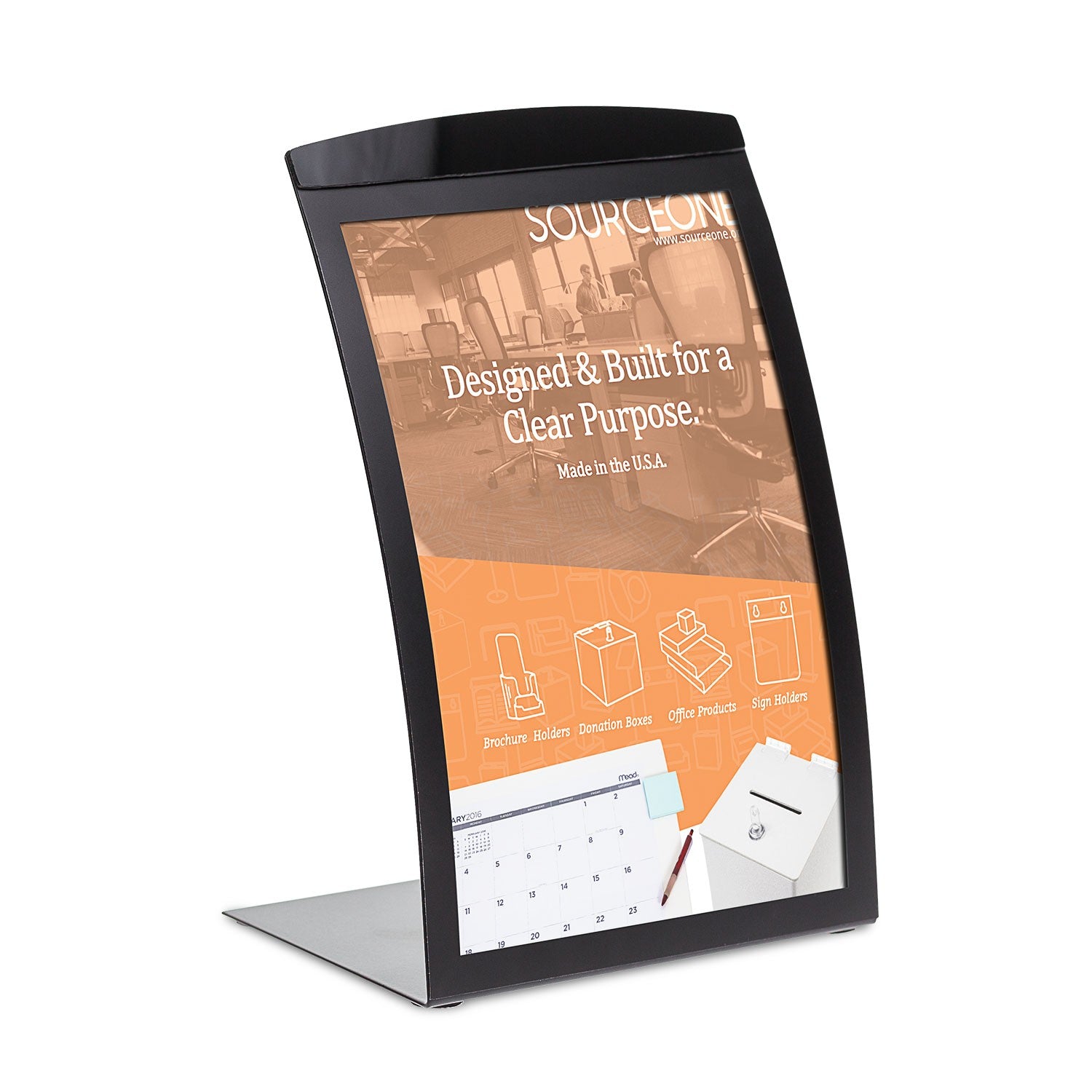 Black Curved Sign Holder with Flip Cover | Source One Displays