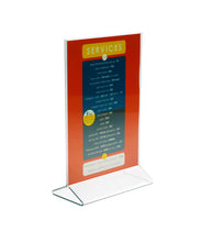 Load image into Gallery viewer, Upright &amp; Top Loading Table Tent Sign Holder