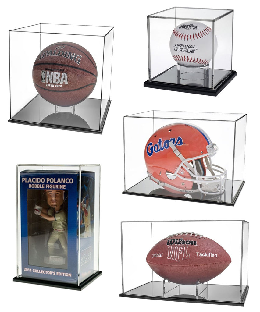 thumbnail interactive-video image 1 of Full Size Football Display Case – Solid Black Acrylic Base, USA Made 1 of 2