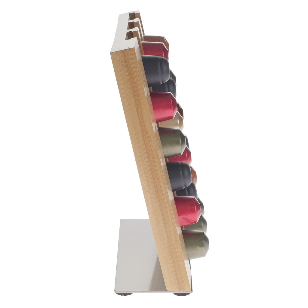 Nespresso Espresso Pod Organizer Sleek Modern Bamboo Design, Holds 21 Pods