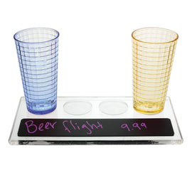 Clear Acrylic 4 Cup Flight Paddle With Chalkboard