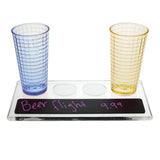 Clear Acrylic 4 Cup Beer Flight Paddle With Chalkboard