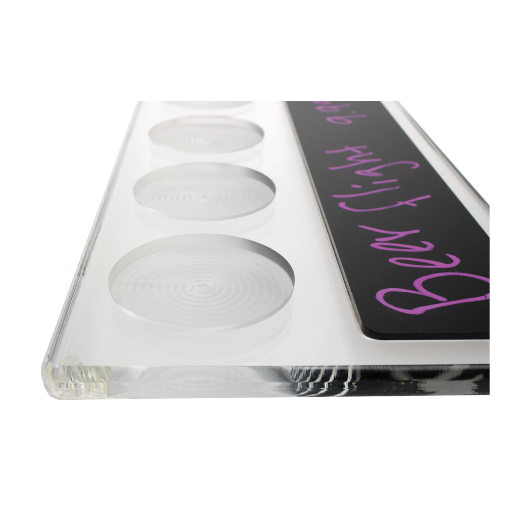 Clear Acrylic 4 Cup Beer Flight Paddle With Chalkboard