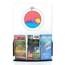 Curved Sign Holder with 3 Trifold Brochure Pockets