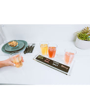 Load image into Gallery viewer, Clear Acrylic 4 Cup Beer Flight Paddle With Chalkboard