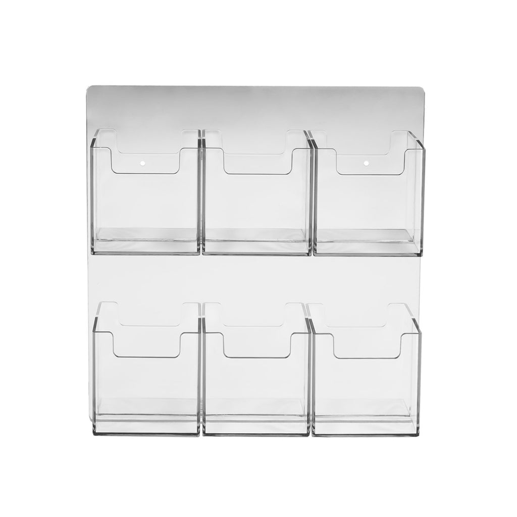 6 Pocket Wall Mount Vertical Business Card Holder, Clear Acrylic