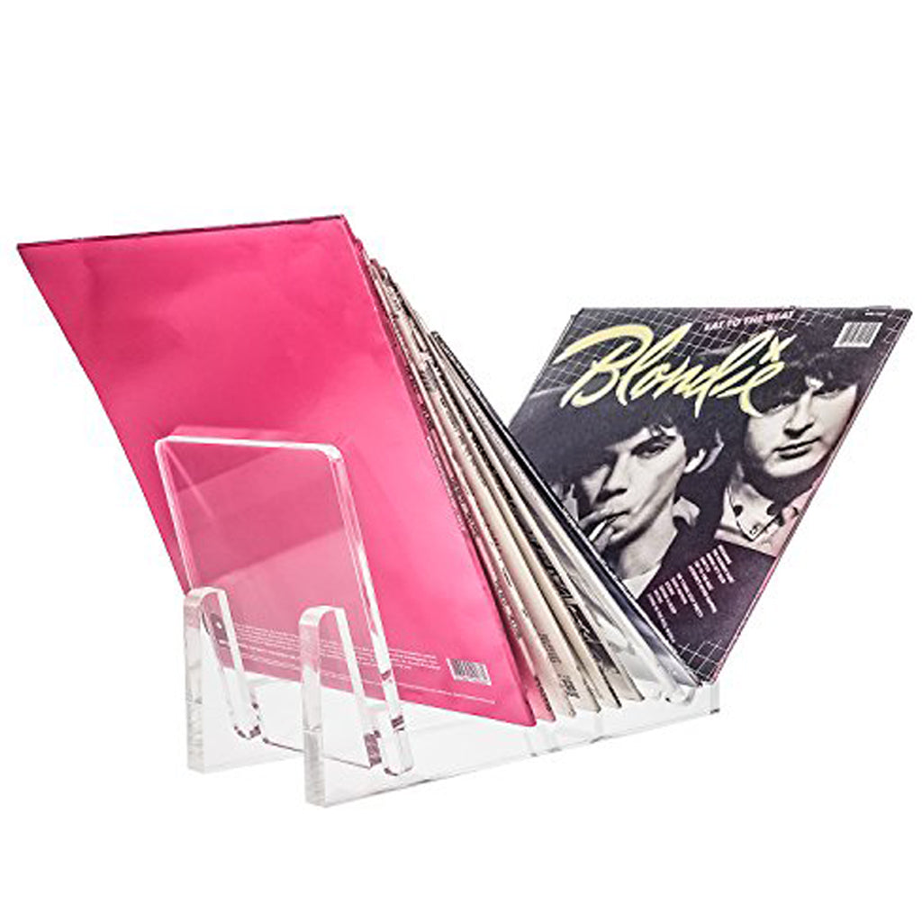 Transparent Acrylic Record and Book Storage Display Stand - A Minimalistic Organizer Rack that Holds All the Vinyl Albums, Magazines, Journals, and Books - Durable, Modern Space-Saving Solution for Desk or Shel