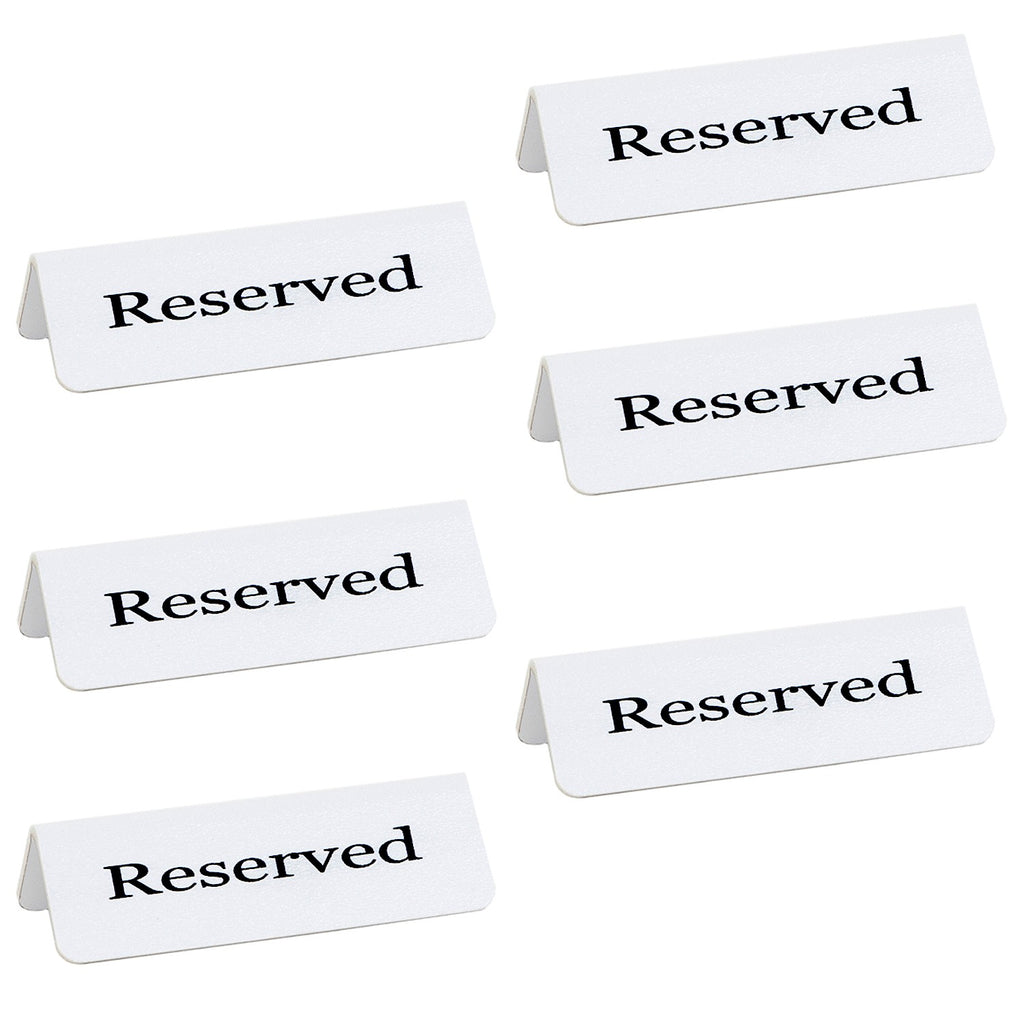 White Reserved Table Sign, Set of 6