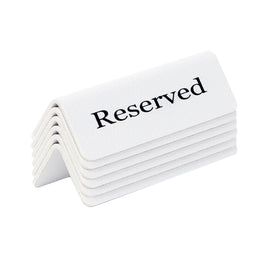 White Reserved Table Sign, Set of 6