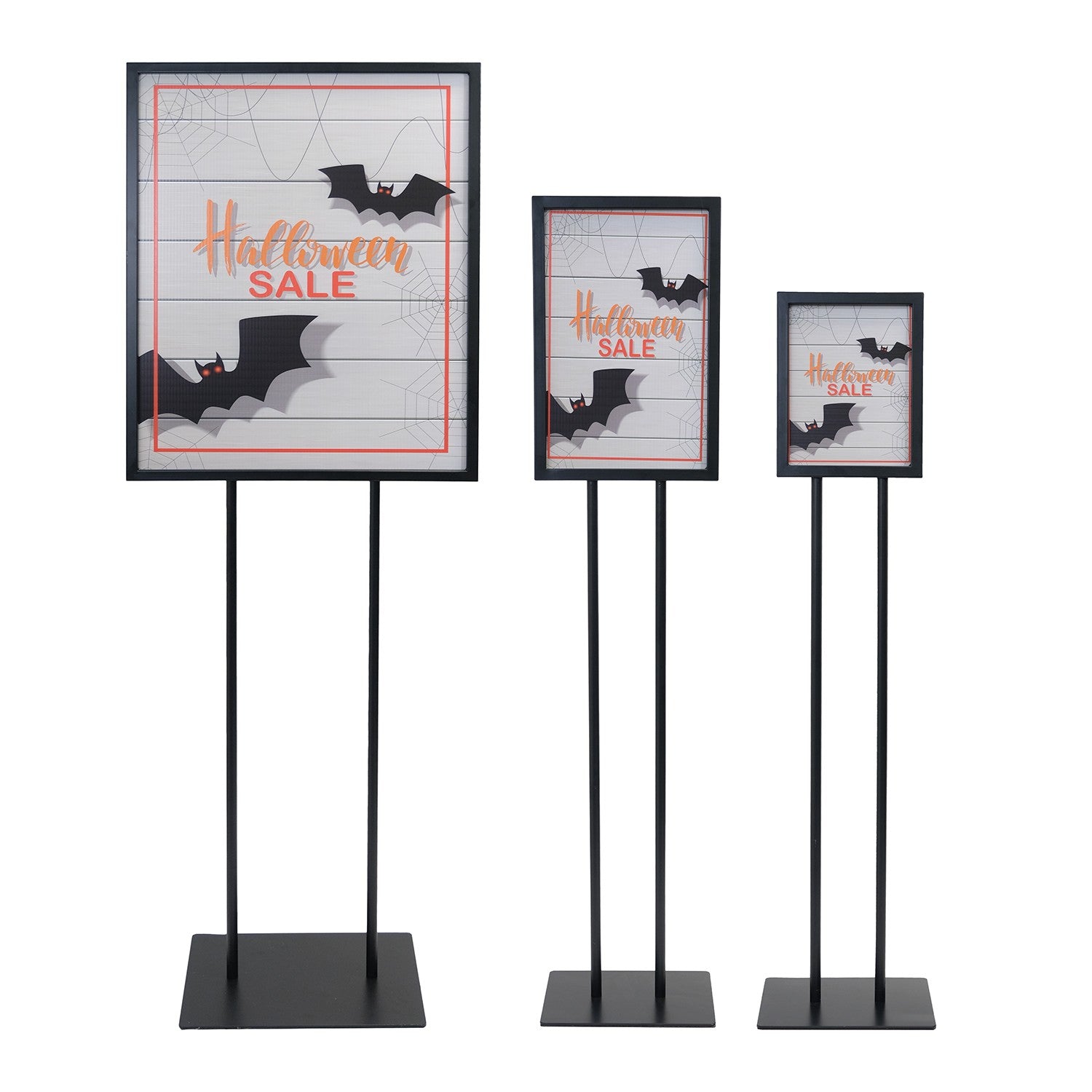 Concurva® Silver Steel Curved Floor Sign Holder - 9 1/2"L X 14 1/2"W X 51"H