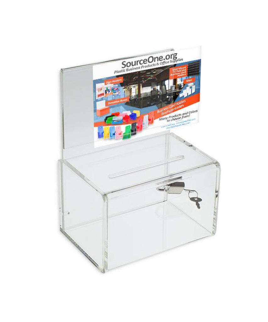 Oblong Donation Box with Sign Holder