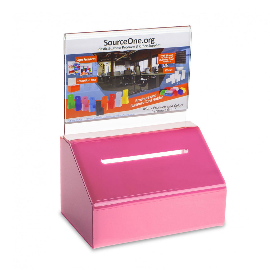 Slopie Donation Box with Sign Holder & Lock
