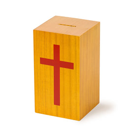 Small Wood Donation Box with Cross