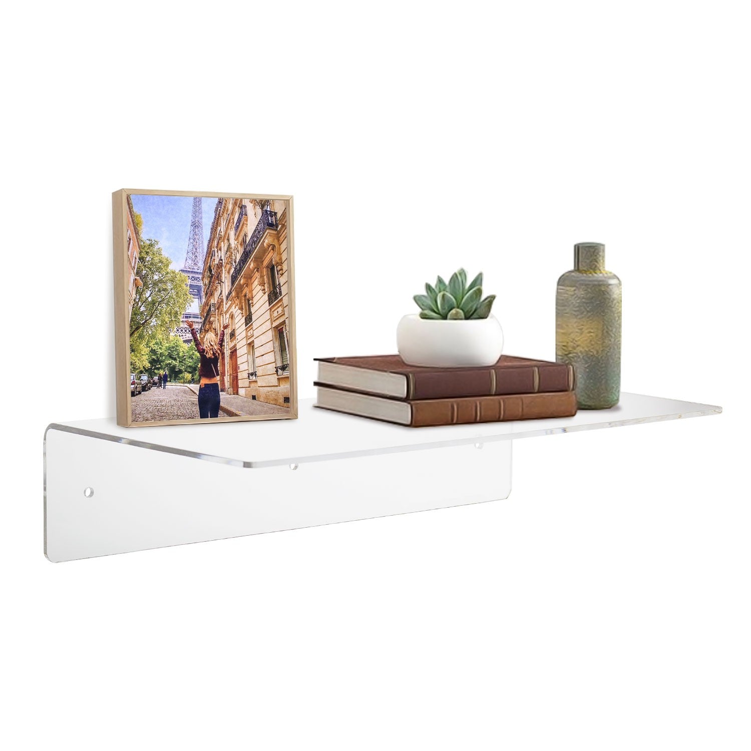 3-Set Clear 14 x 4 Wall Mount Acrylic Shelves w/ Dual Install Optio
