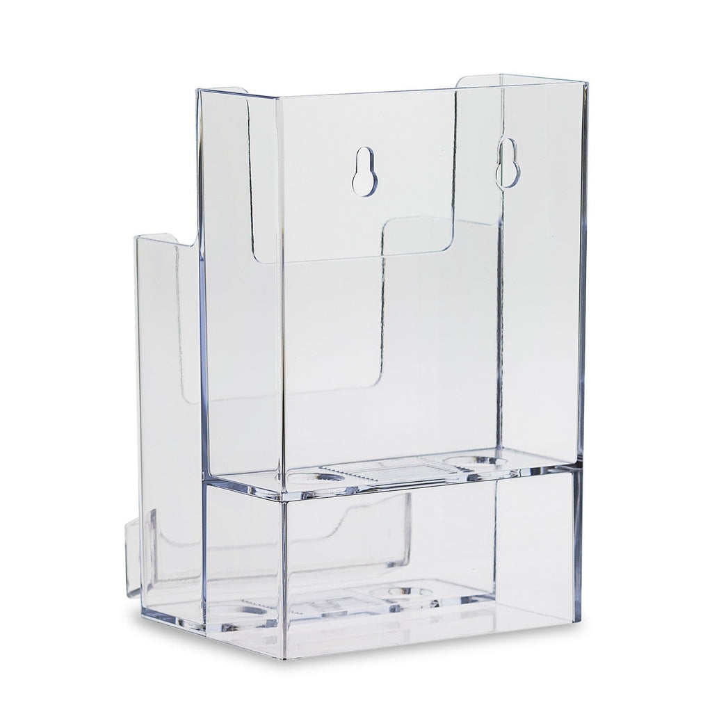 2 tier trifold brochure holder with business card holder