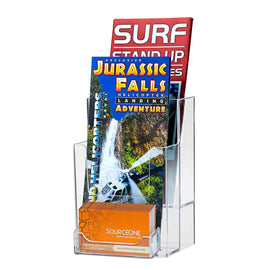 2 tier trifold brochure holder with business card holder
